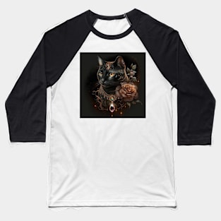 Gothic Cat Divine Black beauty Baseball T-Shirt